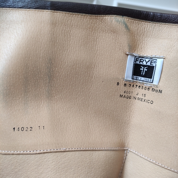 FRYE Phillip Studded Brown Leather Harness Tall Leather Boots women's 9B - Picture 13 of 16